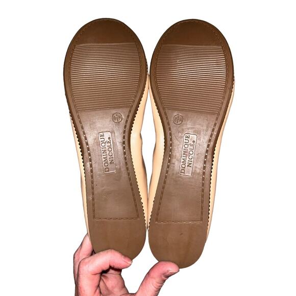 Dominique Nicole Tan NudeNatalie Ballet Flats Silver Micro-Bead Accent Size 8.5M - Picture 7 of 8